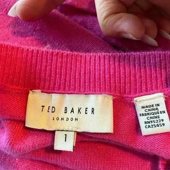 Ted Baker Women Essya Slouchy Tie Front Midi Knit Sweater Dress Pink - Picture 8 of 8